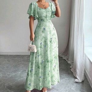 Women's Chiffon Butterfly & Bat Wing Sleeve Ruched Cute French Style Summer